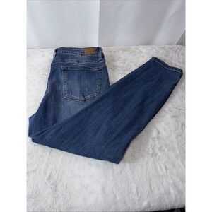 Judy Blues Relaxed Fit Mid-rise Distressed Jeans Dark Blue Wash Size  13/31